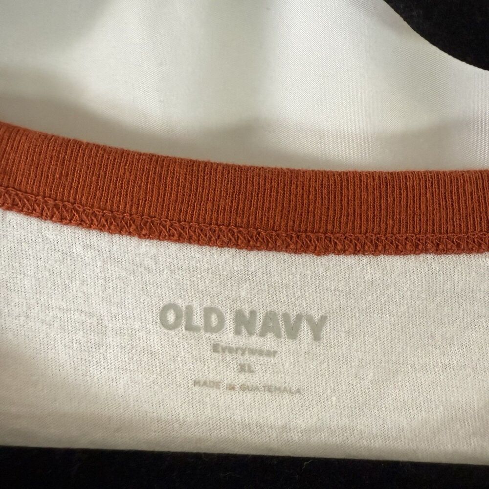 Old Navy Shirt Women's XL White Orange Short Sleeve Crew Neck 100% Cotton - Picture 3 of 7